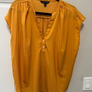 Banana Republic Golden Yellow V-Neck Cap-Sleeve Blouse